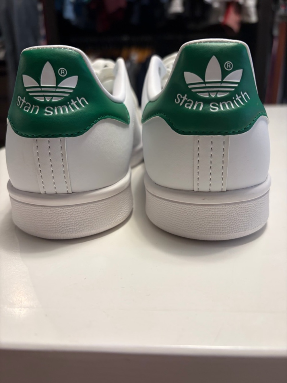 Adidas Womens Stan Smith White and Green Classic Sneakers - Picture 4 of 7